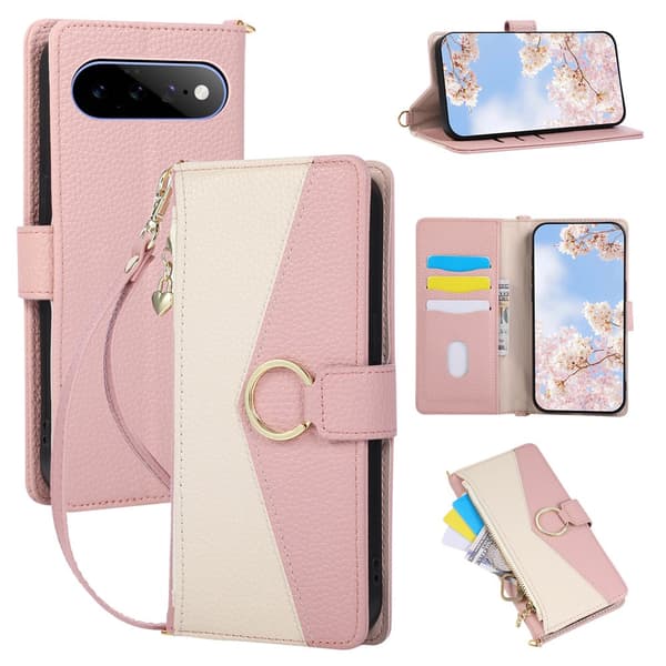 SKALO Litchi Plånboksfodral för Google Pixel 11 - Rosa