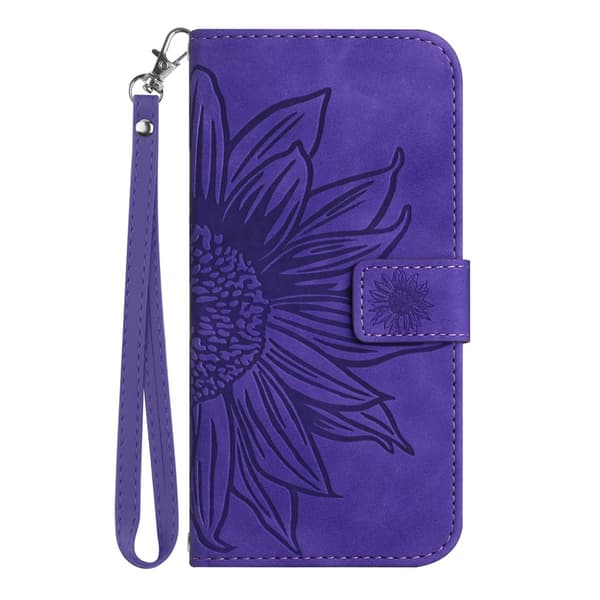 SKALO Embossed Flower Plånboksfodral för iPhone 18 Pro Max - Mörklila