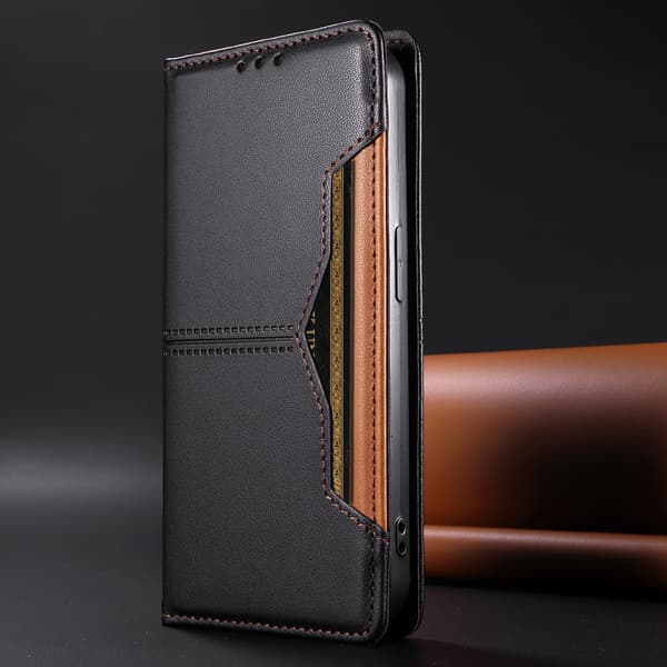 SKALO PU-Läder Plånboksfodral för iPhone 18 Pro Max - Svart