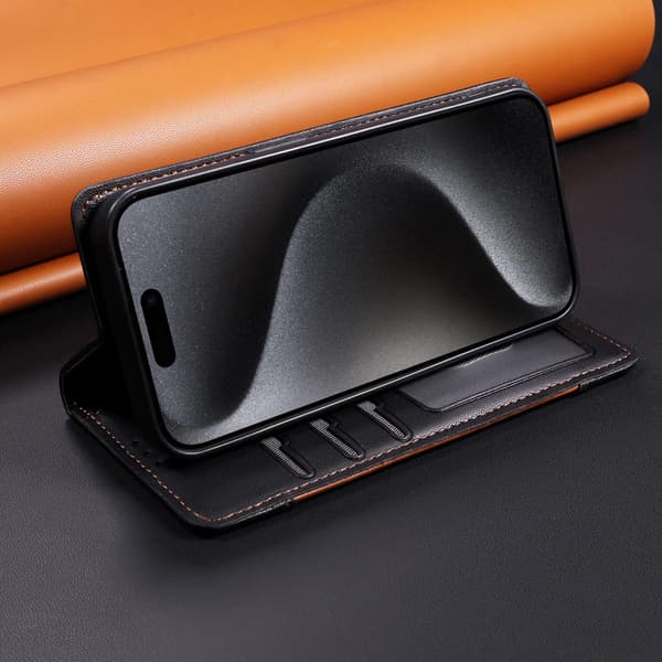 SKALO PU-Läder Plånboksfodral för iPhone 18 Pro Max - Svart