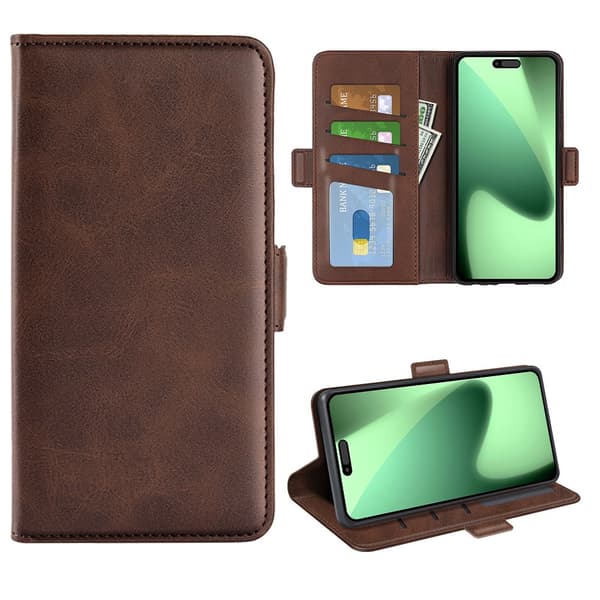 SKALO Premium ID Flip Cover til iPhone 18 Pro - Brun