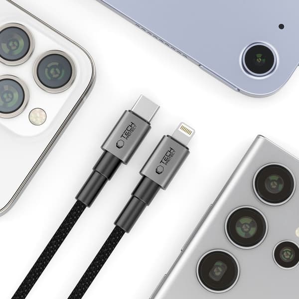 Tech-Protect Ultraboost DNA USB-C til Lightning kabel 27W 2m - Iron Grey