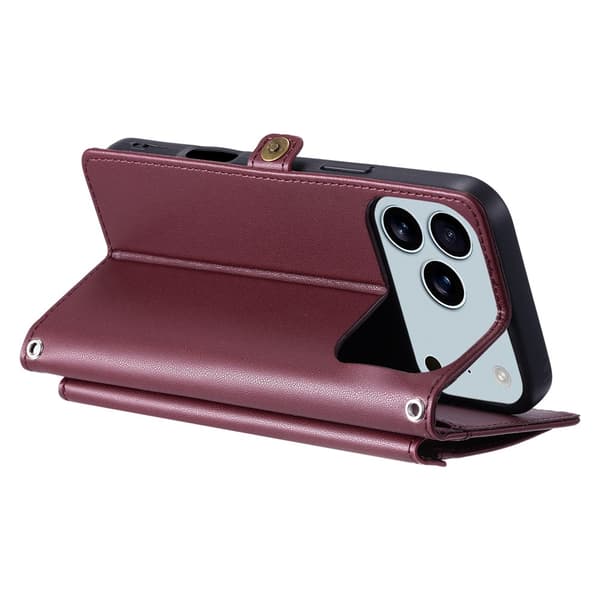 SKALO PU-Læder Kuvert Flip Cover til iPhone 18 Pro Max - Rød