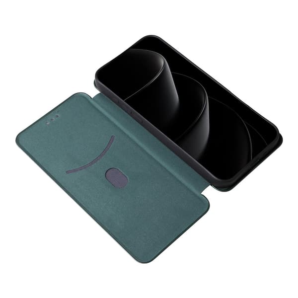 SKALO Carbon Fiber Plånboksfodral för iPhone 18 Pro - Grön