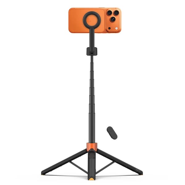 Tech-Protect L10S MagSafe Selfie stick med stativ og Bluetooth 152cm - Sort/Orange