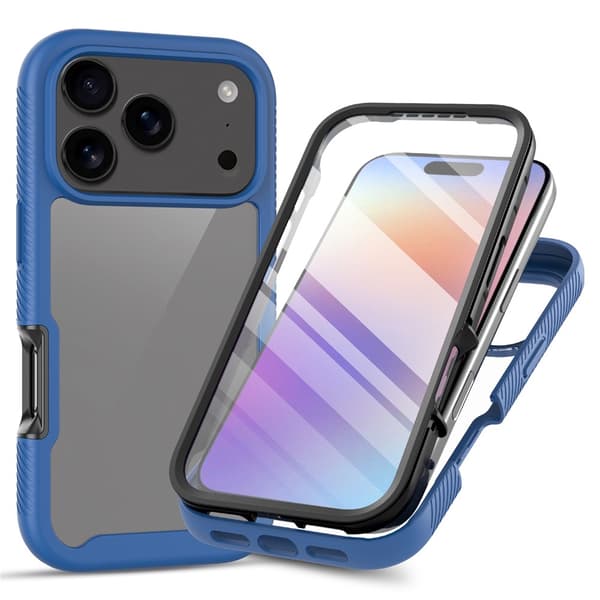 SKALO Shockproof Clear Hybrid+Skærmbeskyttelse Cover til iPhone 18 Pro Max - Blå
