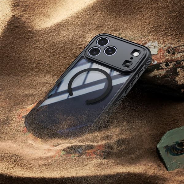 SKALO Shockproof Clear Hybrid+Skærmbeskyttelse Cover til iPhone 18 Pro - Sort