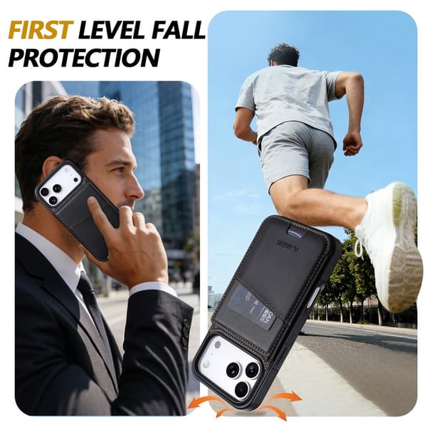 SKALO N.BEKUS P4 PU-Læder Kortholder Cover til iPhone 18 Pro Max - Sort