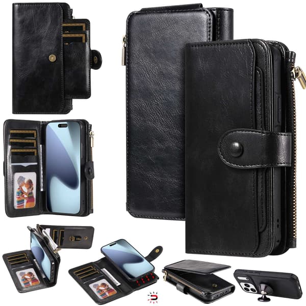 SKALO BIg Wallet 2i1 Magnet Flip Cover til iPhone 18 Pro Max - Sort