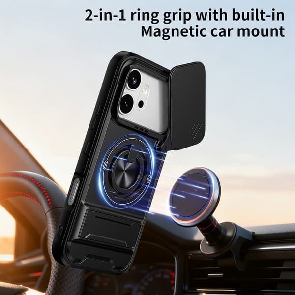 SKALO Kameraslider Ring/Stativ Cover til Honor 600 Pro - Sort