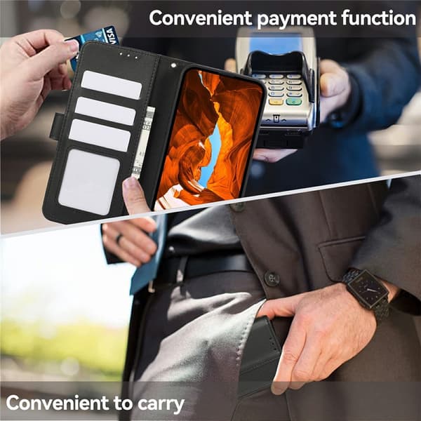 SKALO PU-Læder Flip Cover til iPhone 18 Pro - Sort