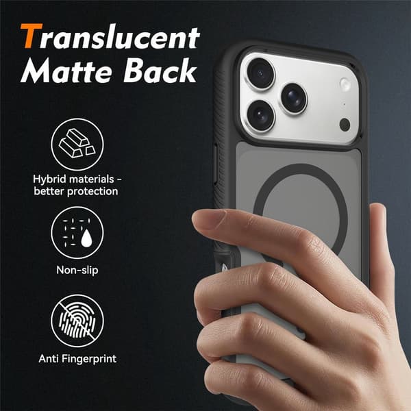 SKALO Shockproof Clear Hybrid Cover til iPhone 18 Pro Max - Sort