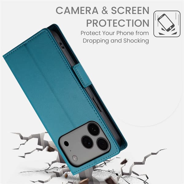 SKALO PU-Läder Plånboksfodral för iPhone 18 Pro Max - Blå
