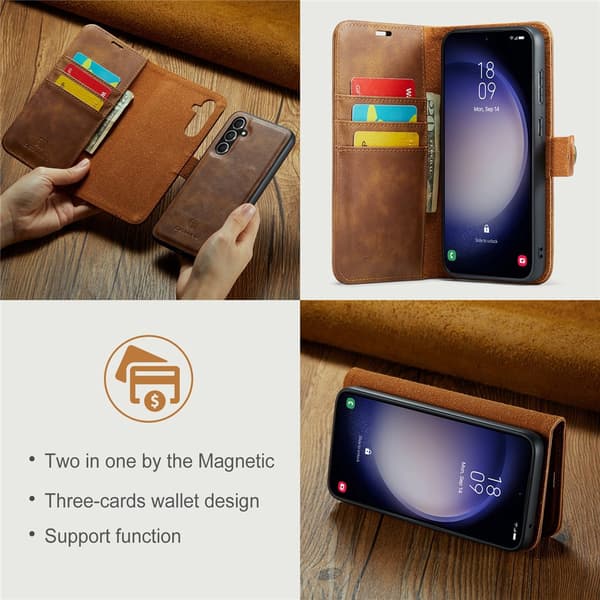 DG MING 2-i-1 Magnet Plånboksfodral för Samsung Galaxy S26 - Brun