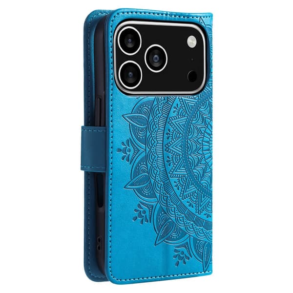 SKALO Mandala Flip Cover til iPhone 18 Pro - Blå