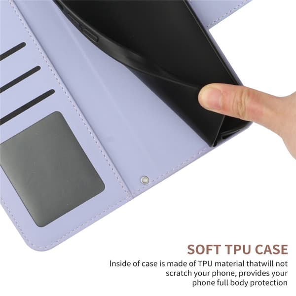 SKALO Præget Blomst Flip Cover til iPhone 18 Pro Max - Lilla