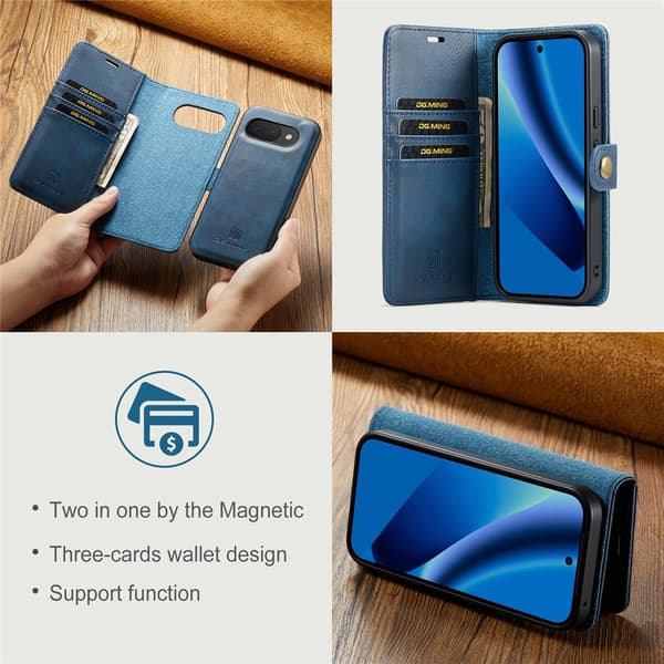 DG MING 2-i-1 Magnet Flip Cover til Google Pixel 10a - Blå