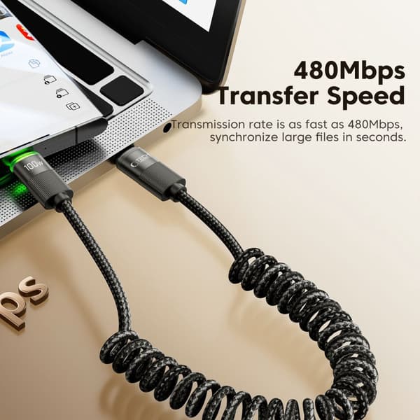 Tech-Protect UB20T Ultraboost USB-C-kabel 100W 1.8m - Sort