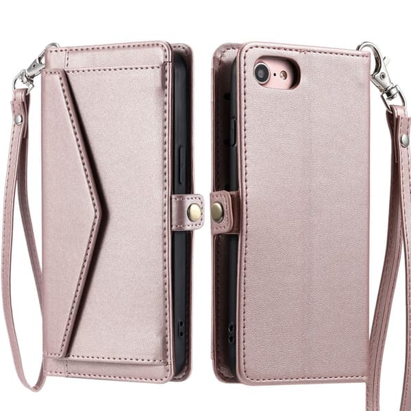 SKALO PU-Läder Envelope Plånboksfodral för iPhone 17e - Roséguld