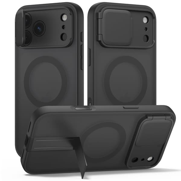 Tech-Protect Kevlar Aura MagSafe Cover med stativ til iPhone 18 Pro - Matsort