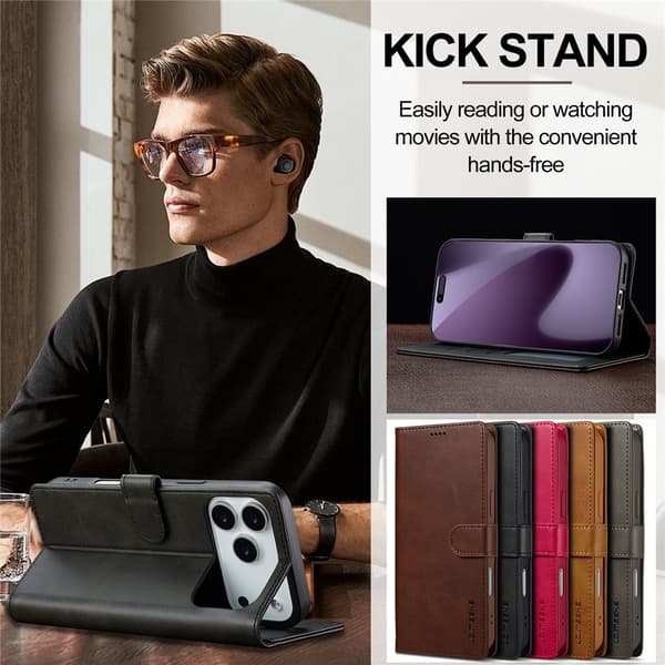 SKALO LC.IMEEKE Premium PU-læder Flip Cover til iPhone 18 Pro Max - Sort