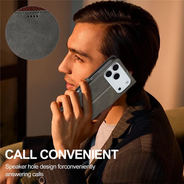 SKALO LC.IMEEKE Premium PU-läder Plånboksfodral för iPhone 18 Pro Max - Grå