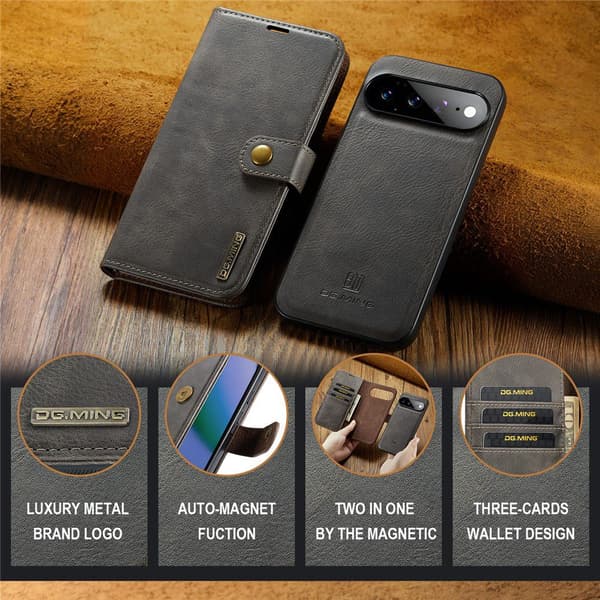 DG MING 2-i-1 Magnet Flip Cover til Google Pixel 11 Pro XL - Grå