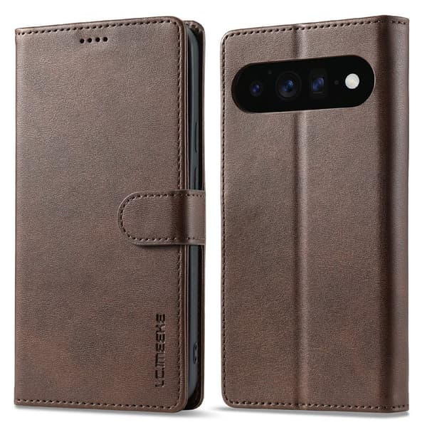SKALO LC.IMEEKE Premium PU-læder Flip Cover til Google Pixel 11 - Brun