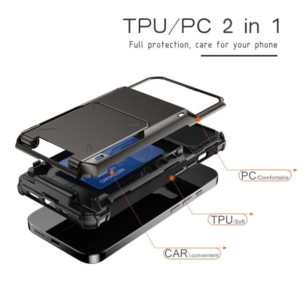 SKALO Armor Flip Kortholder Cover til iPhone 17e - Sort