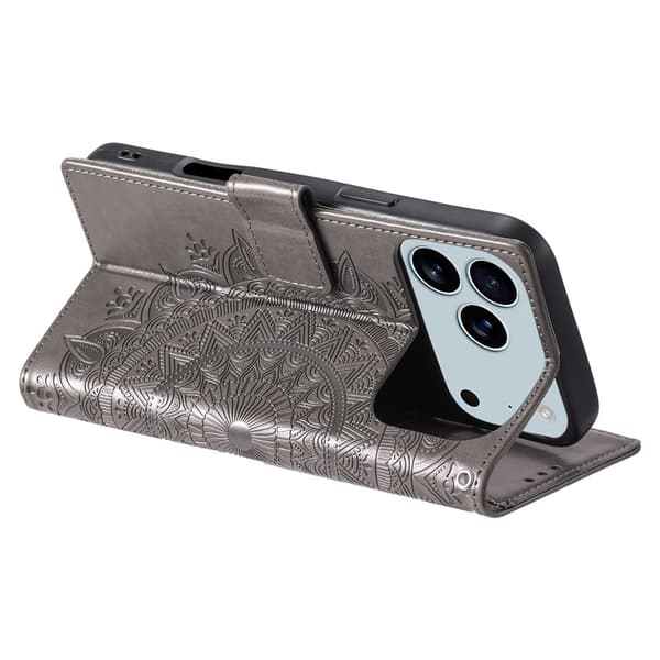 SKALO Mandala Flip Cover til iPhone 18 Pro Max - Grå