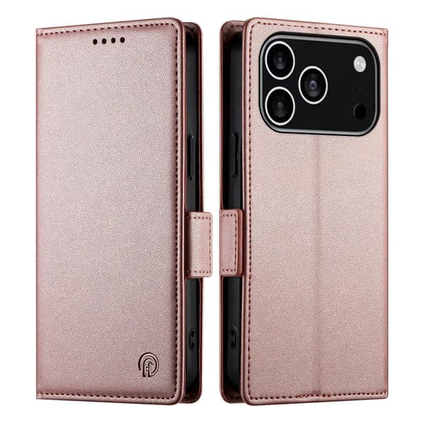 SKALO PU-Läder Plånboksfodral för iPhone 18 Pro - Roséguld