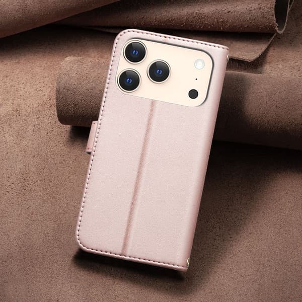SKALO BINFEN COLOR Square Grid Flip Cover til iPhone 18 Pro Max - Rosa guld
