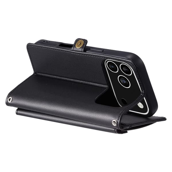 SKALO PU-Läder Envelope Plånboksfodral för iPhone 18 Pro - Svart