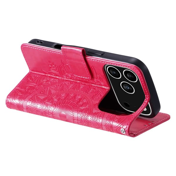 SKALO Mandala Flip Cover til iPhone 18 Pro - Cerise