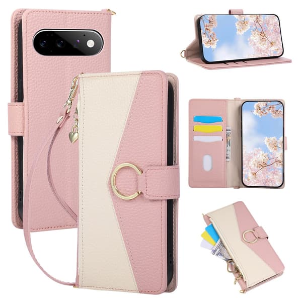 SKALO Litchi Plånboksfodral för Google Pixel 11 Pro - Rosa