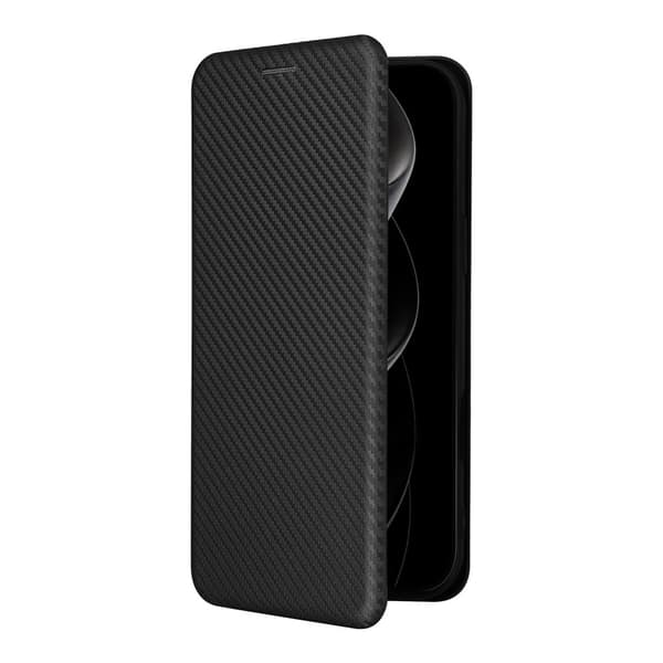 SKALO Carbon Fiber Flip Cover til iPhone 18 Pro Max - Sort
