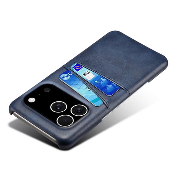 SKALO PU-Læder Kortholder Cover til iPhone 18 Pro - Blå