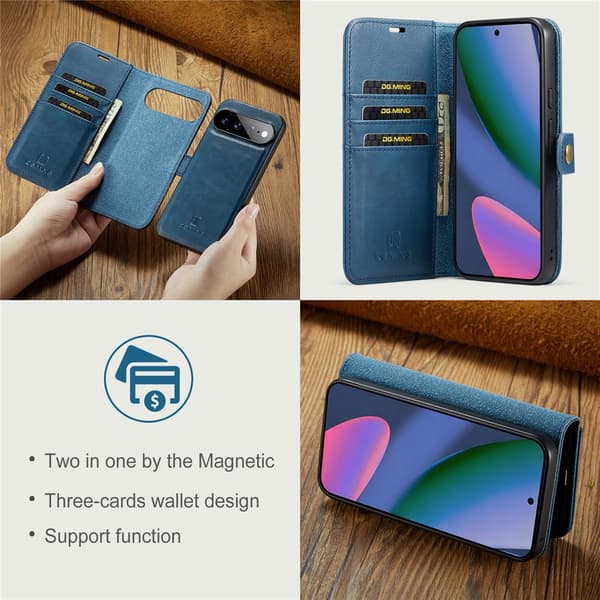 DG MING 2-i-1 Magnet Plånboksfodral för Google Pixel 11 Pro XL - Blå