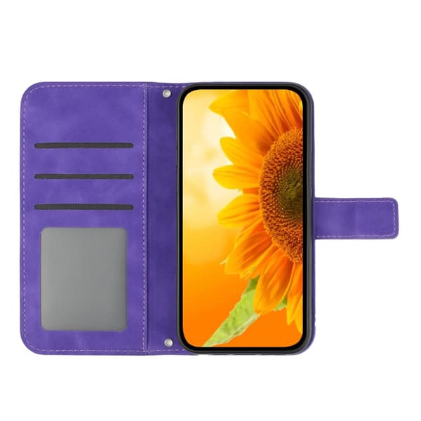 SKALO Embossed Flower Plånboksfodral för iPhone 18 Pro Max - Mörklila