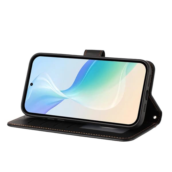 SKALO PT 30 Zipper PU-Læder Flip Cover til iPhone 18 Pro Max - Sort