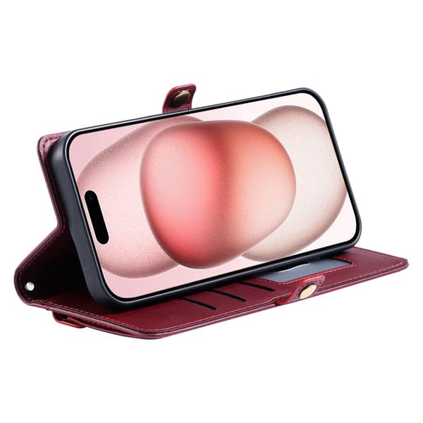 SKALO PU-Läder Envelope Plånboksfodral för iPhone 18 Pro - Röd