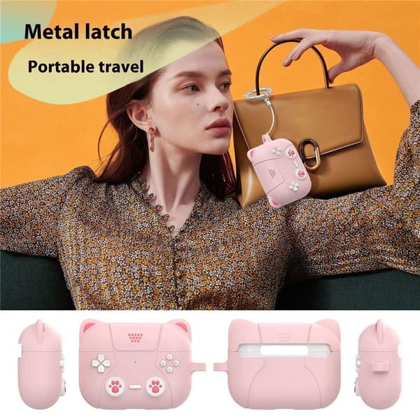 SKALO Cute Cat Controller Cover til AirPods Pro 3 - Lyseblå