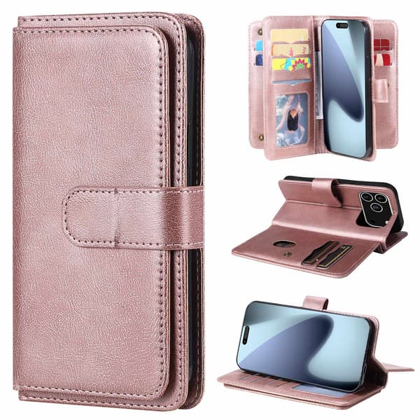 SKALO KT 10-FACK Plånboksfodral för iPhone 18 Pro Max - Roséguld