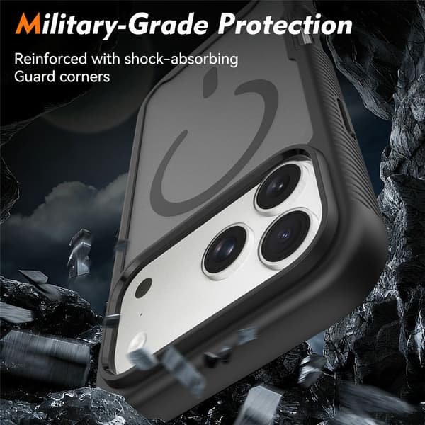 SKALO Shockproof Clear Hybrid Cover til iPhone 18 Pro - Sort