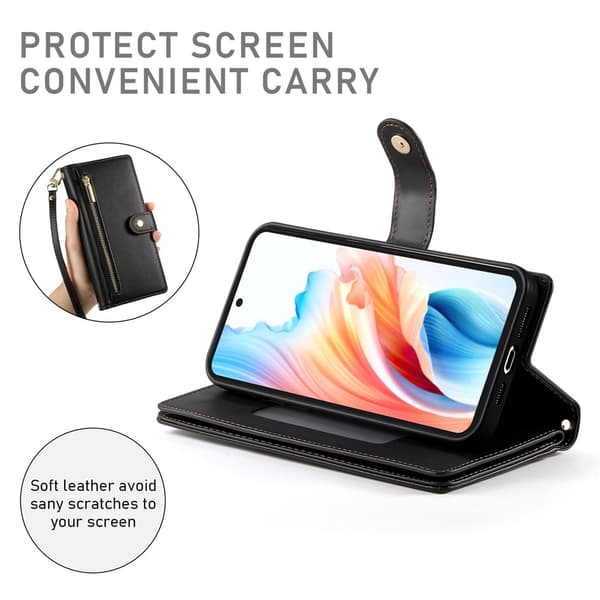 SKALO Zipper Big Flip Cover til Google Pixel 10a - Sort