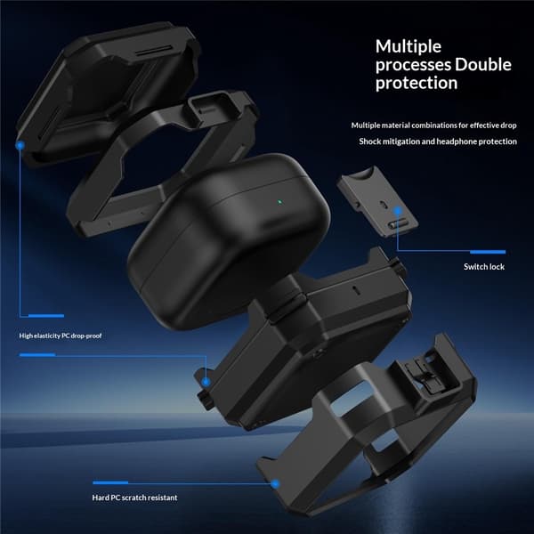SKALO Shockproof Armor Cover til Samsung Galaxy Buds4 - Sort