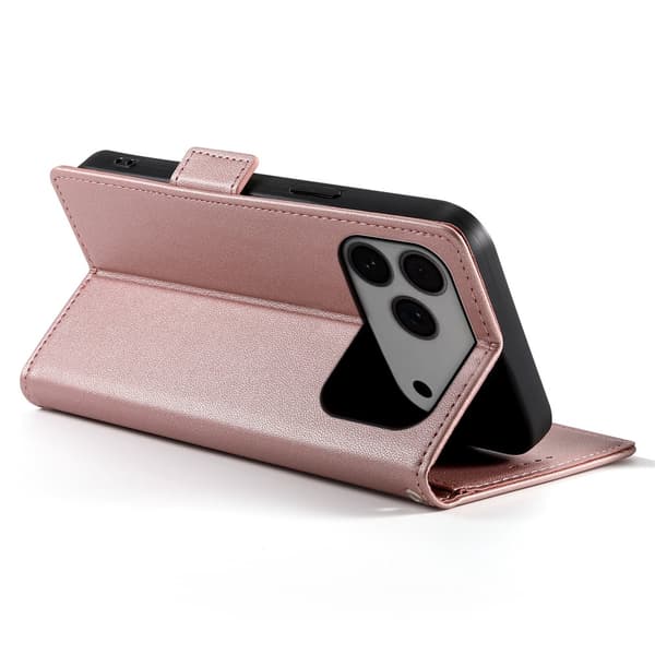 SKALO PU-Läder Plånboksfodral för iPhone 18 Pro Max - Roséguld