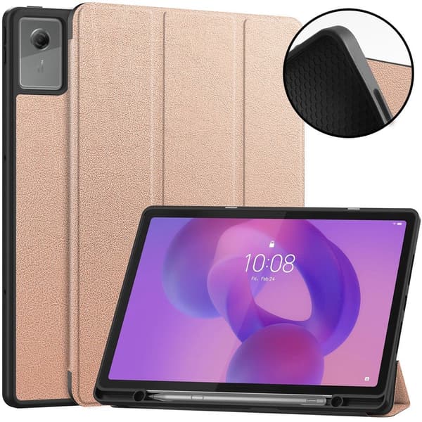 SKALO Trifold Cover til Lenovo Idea Tab Plus - Rosa guld