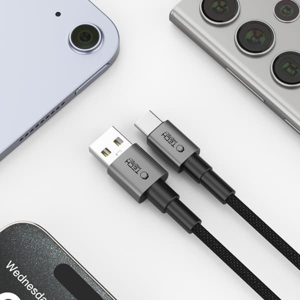 Tech-Protect Ultraboost DNA USB-A til USB-C-kabel 3A 2m - Iron Grey