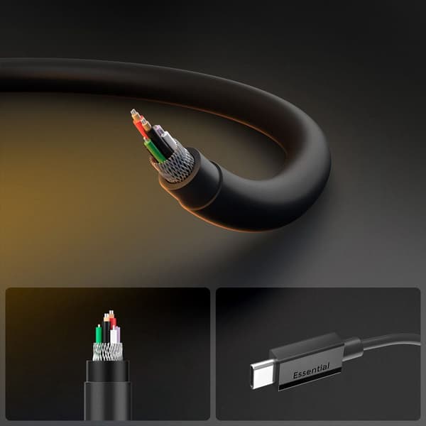 Spigen EB6010CC Essential USB-C-kaapeli 60W 1m - Musta